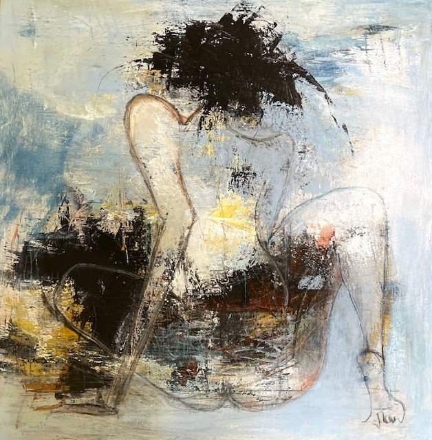 Susanne Gemmer 100x100cm abstrakt maleri
