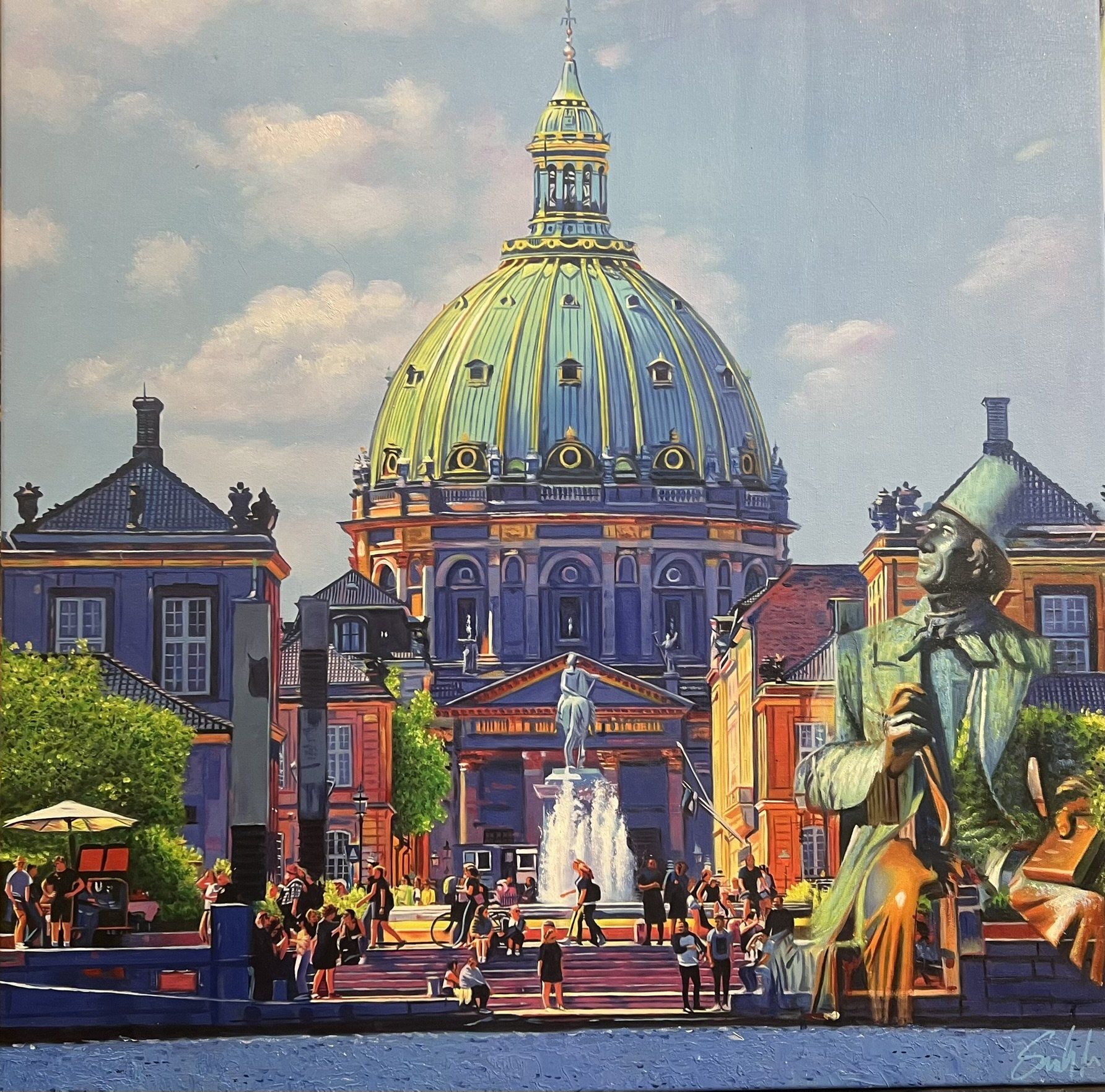 maleri af Marmorkirken, 80x80cm af Sarah Hi