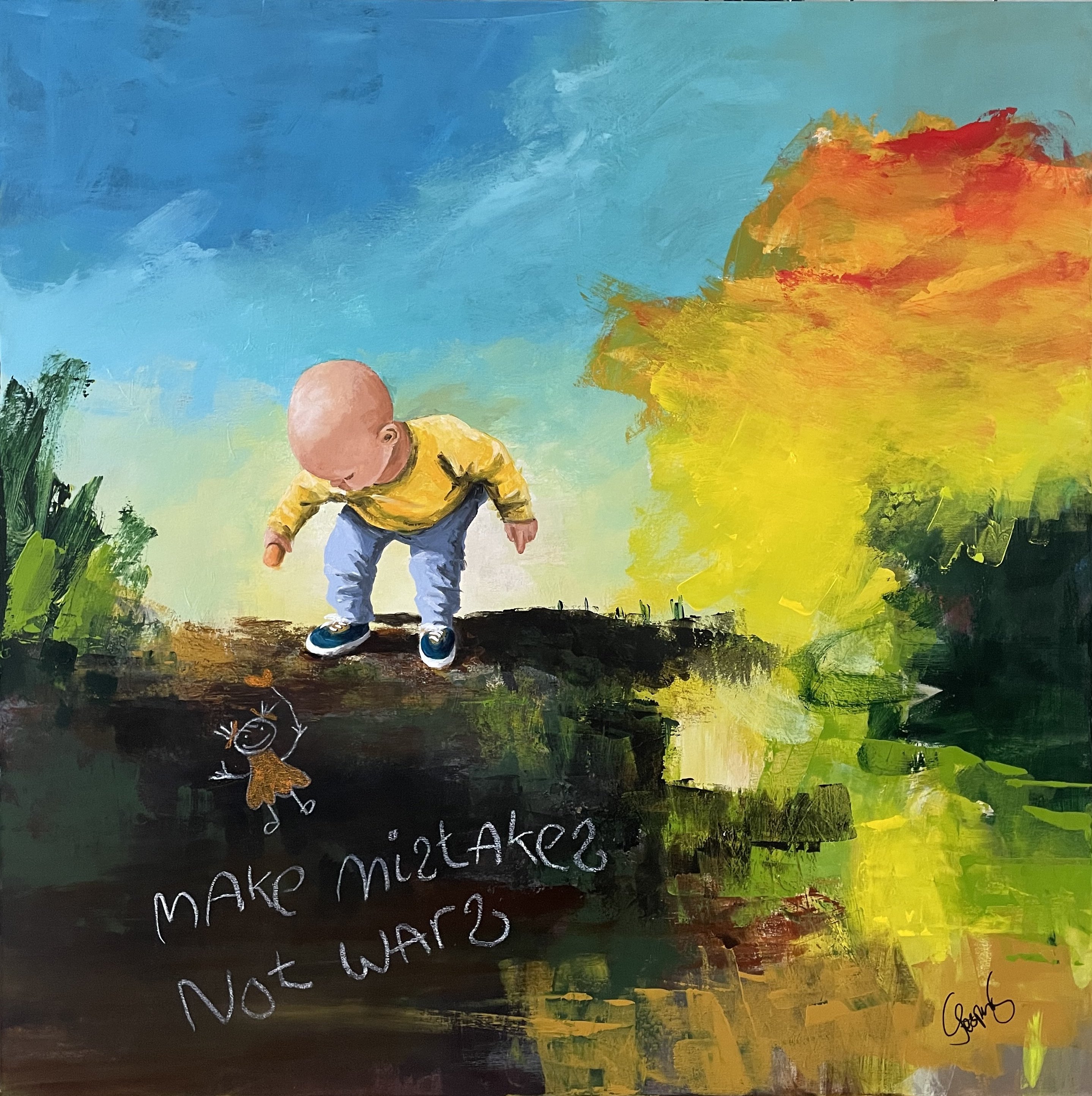 Make Mistakes, 100x100cm maleri  af Jesper Srensen
