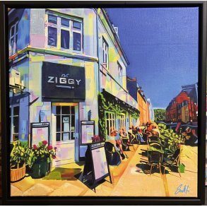 Cafe Ziggy, 50x50cm maleri af Sarah H�i