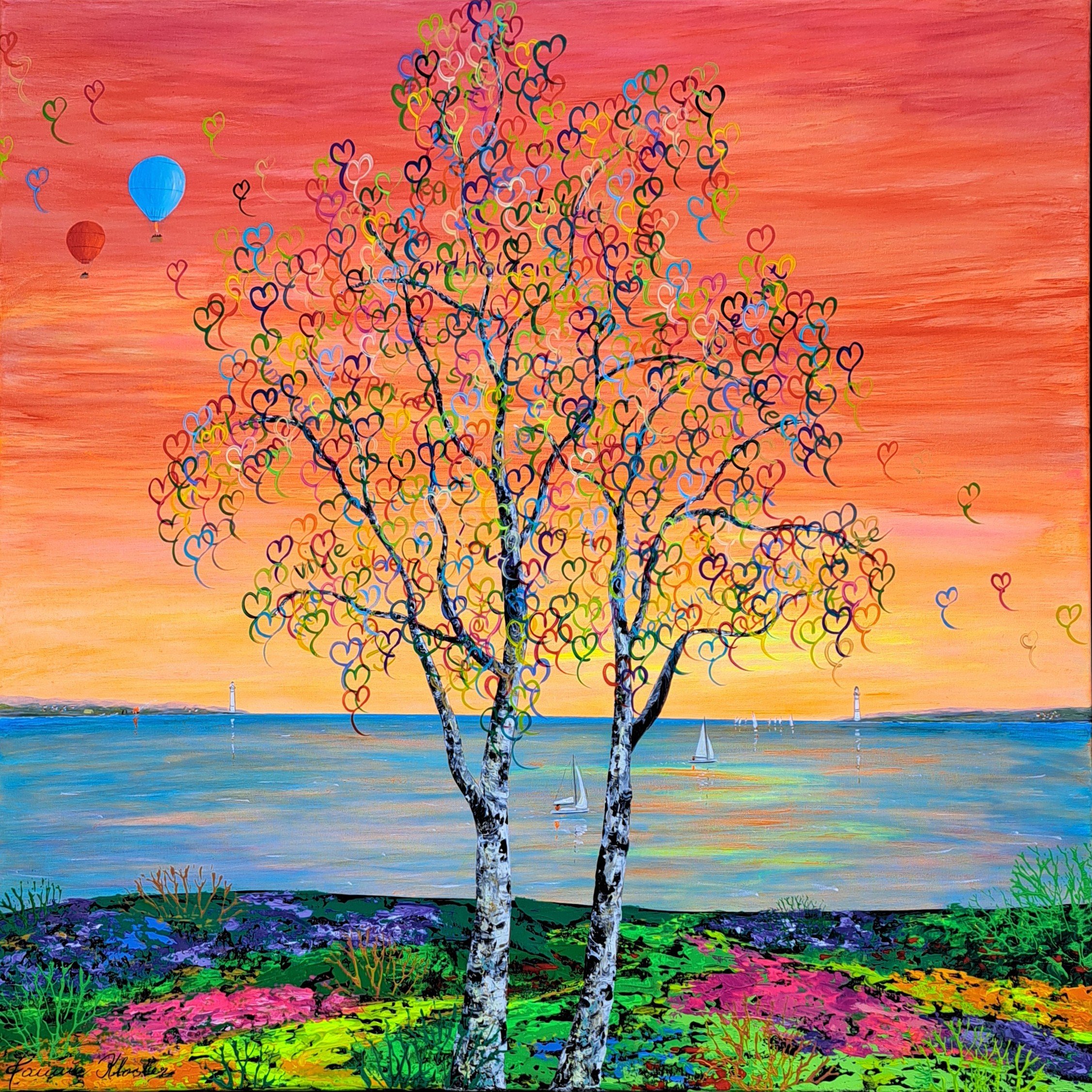 Open Your Heart, maleri 80x80cm af Jannie Kloster