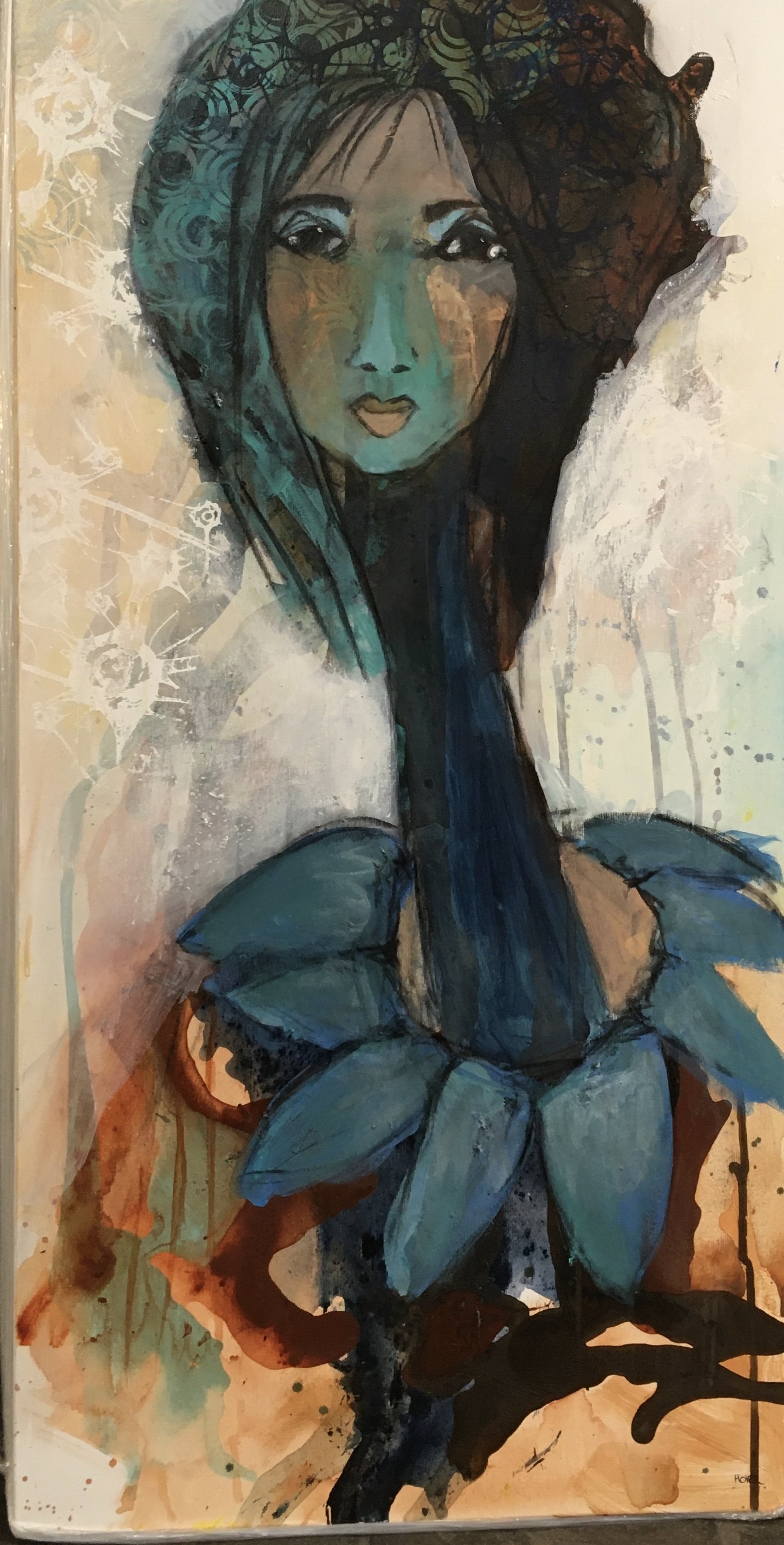 Annemette Hoier 50x100cm maleri portrt af kvinde