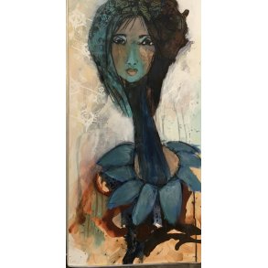 Annemette Hoier 50x100cm maleri portrt af kvinde