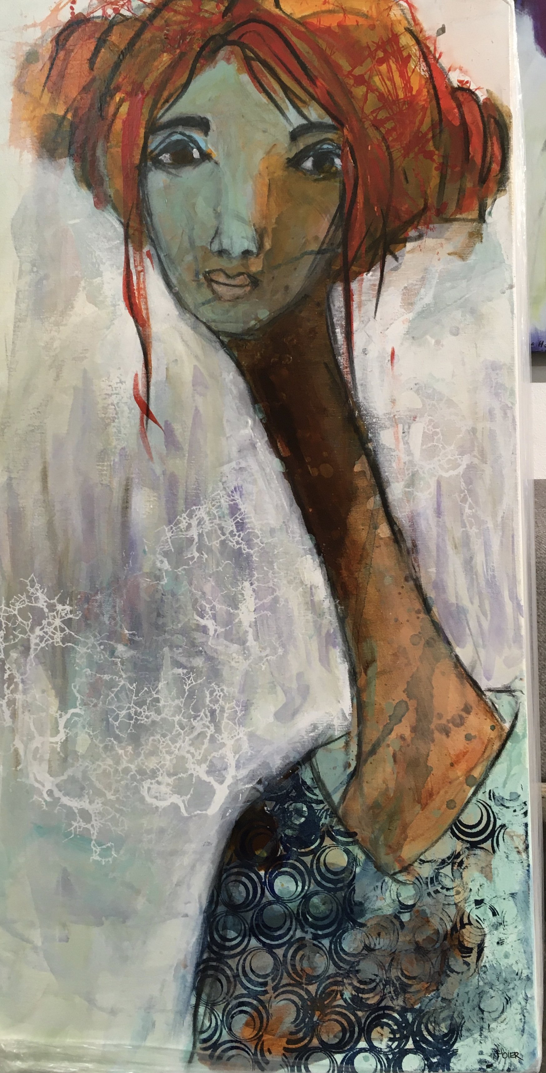 Annemette Hoier 50x100cm maleri portrt af kvinde