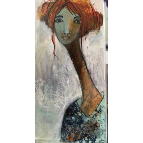 Annemette Hoier 50x100cm maleri portrt af kvinde