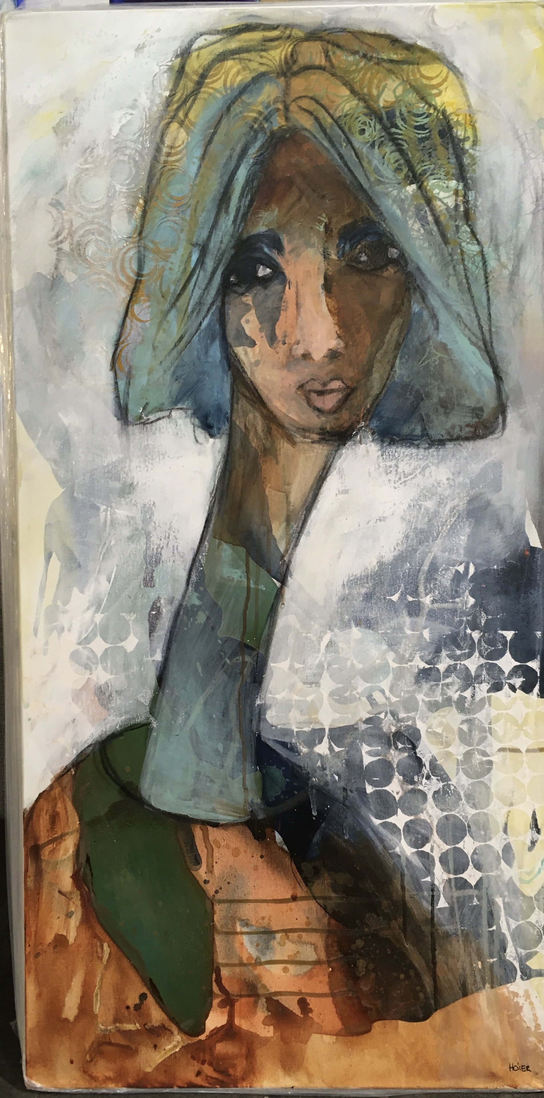 Annemette Hoier 50x100cm maleri portrt af kvinde