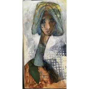 Annemette Hoier 50x100cm maleri portrt af kvinde