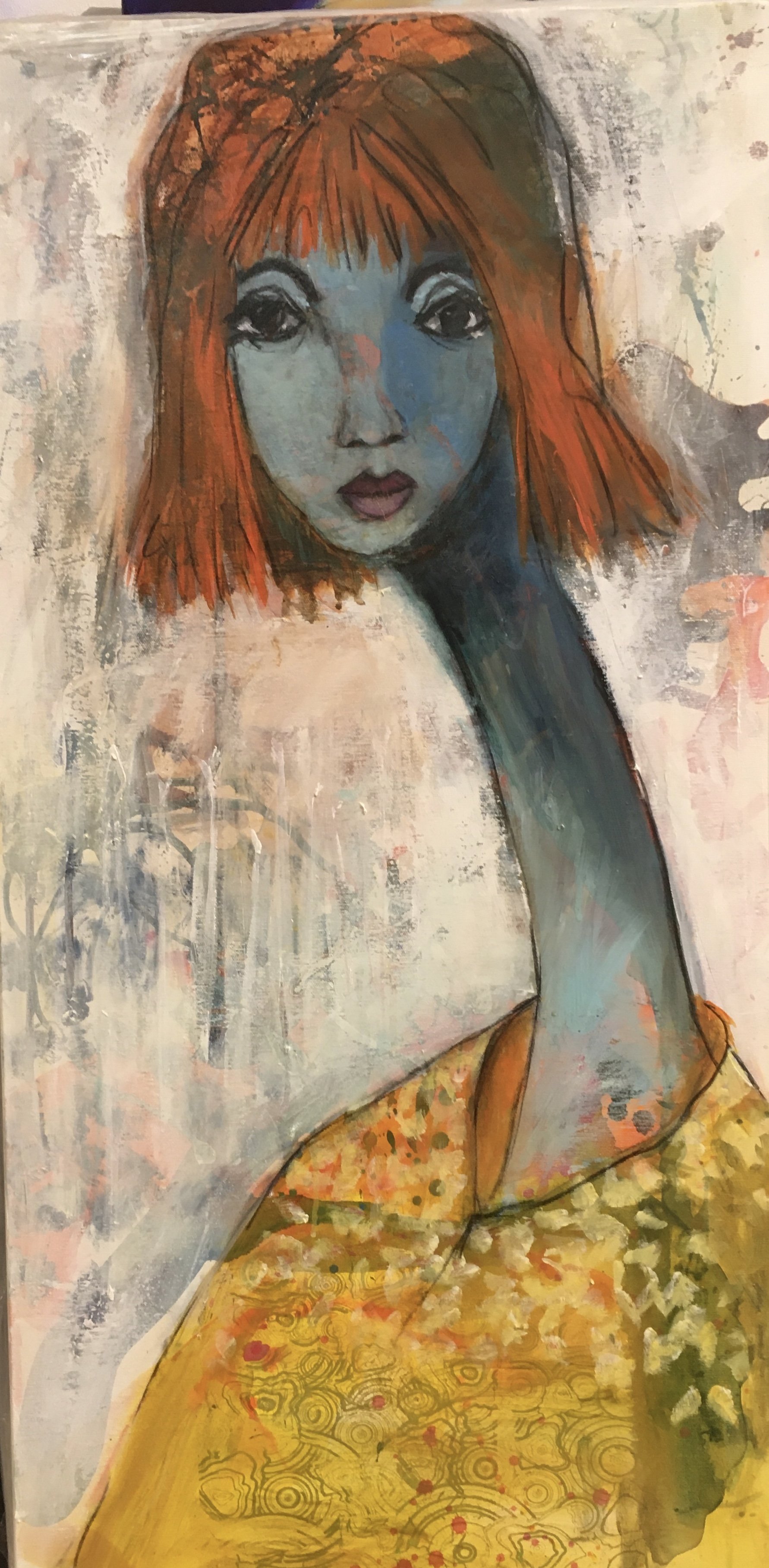 Annemette Hoier 50x100cm maleri portrt af kvinde