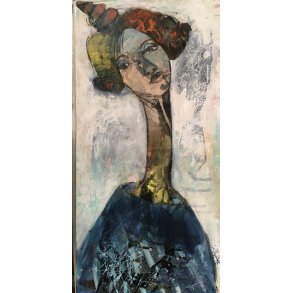 Annemette Hoier 50x100cm maleri portrt af kvinde