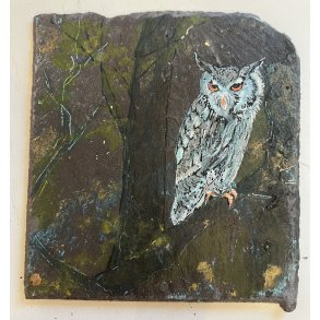 Ugle af Anne-Mette Lehrskov, 20x25cm maleri