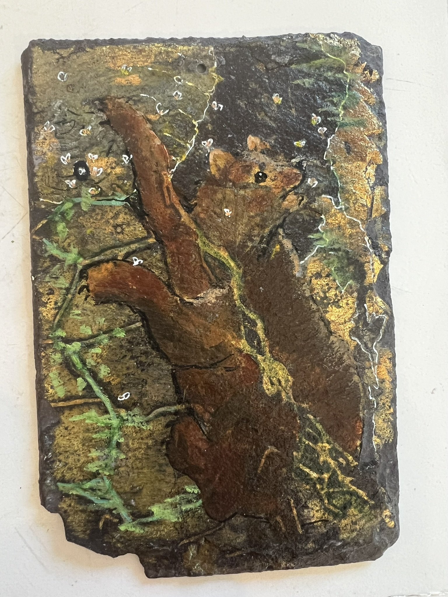 Bjrn af Anne-Mette Lehrskov, 12x18cm maleri p skiffer