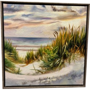 Lys over vandet, oliemaleri 40x40cm