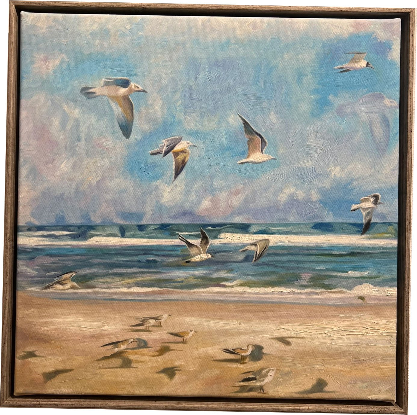 Mellem blge og himmel, oliemaleri 40x40cm