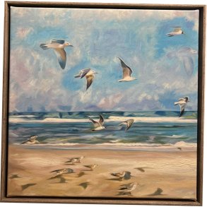 Mellem blge og himmel, oliemaleri 40x40cm