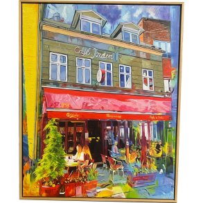 Cafe Jorden i Aarhus 100x80cm af Sarah Hi