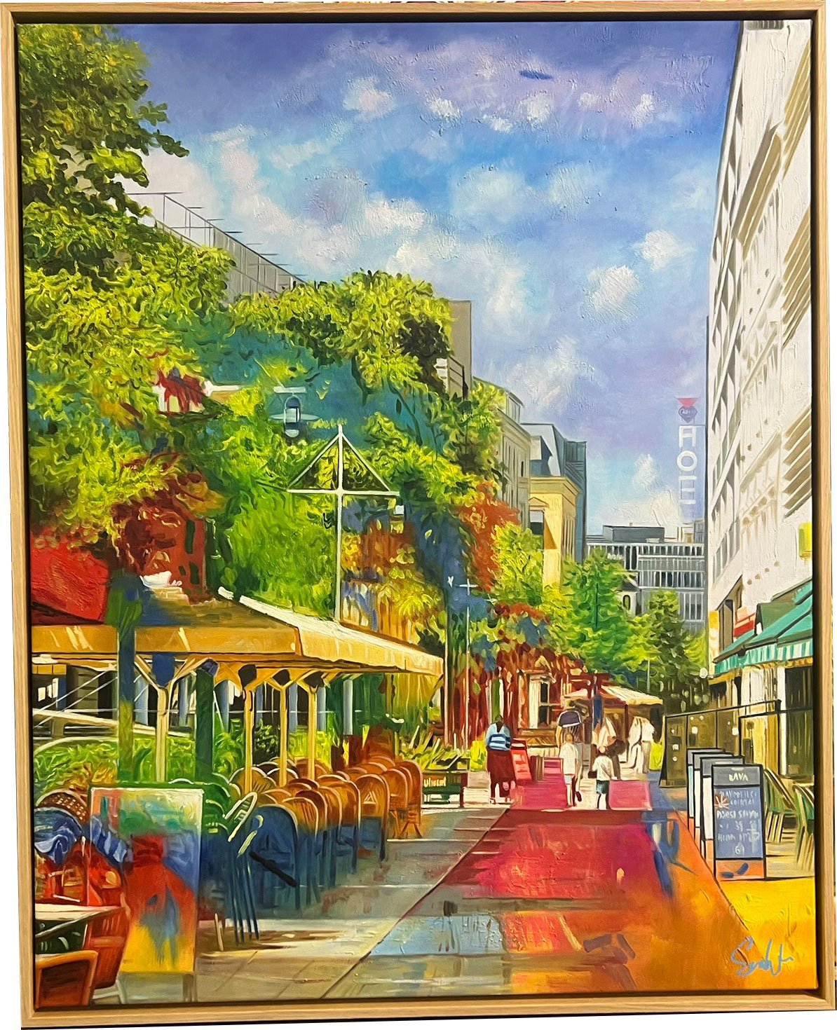 Stemningsbillede fra Aarhus 100x80cm af Sarah H�i