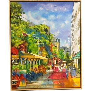 Stemningsbillede fra Aarhus 100x80cm af Sarah Hi