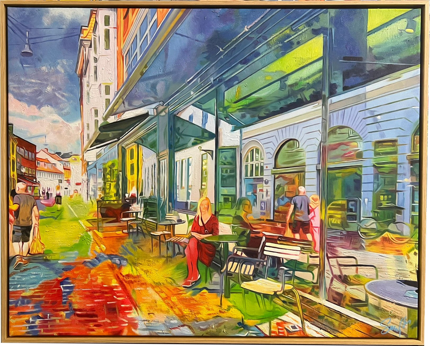spejling af cafevinduer i Aarhus 100x80cm af Sarah H�i