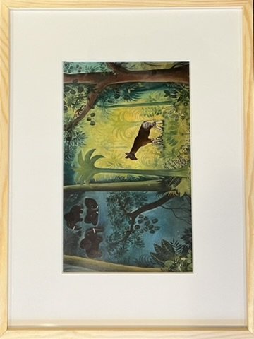 tepirgiraf, plakat af Hans Scherfig 30x40cm i ramme af valn�d