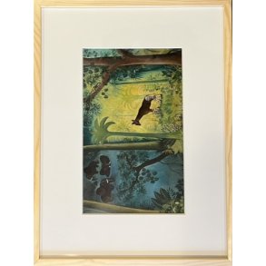 tepirgiraf, plakat af Hans Scherfig 30x40cm i ramme af valn�d