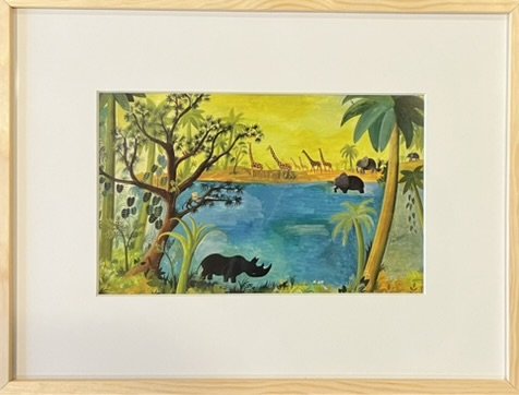 n�sehorn, plakat af Hans Scherfig 30x40cm i ramme af fyrtr�