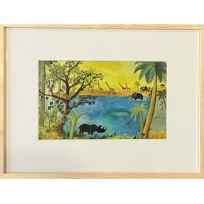 n�sehorn, plakat af Hans Scherfig 30x40cm i ramme af fyrtr�