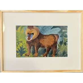 Bavian, plakat af Hans Scherfig 30x40cm i ramme af fyrtr�