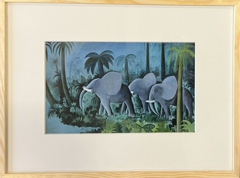 elefanter, plakat af Hans Scherfig 30x40cm i ramme af fyrtr�