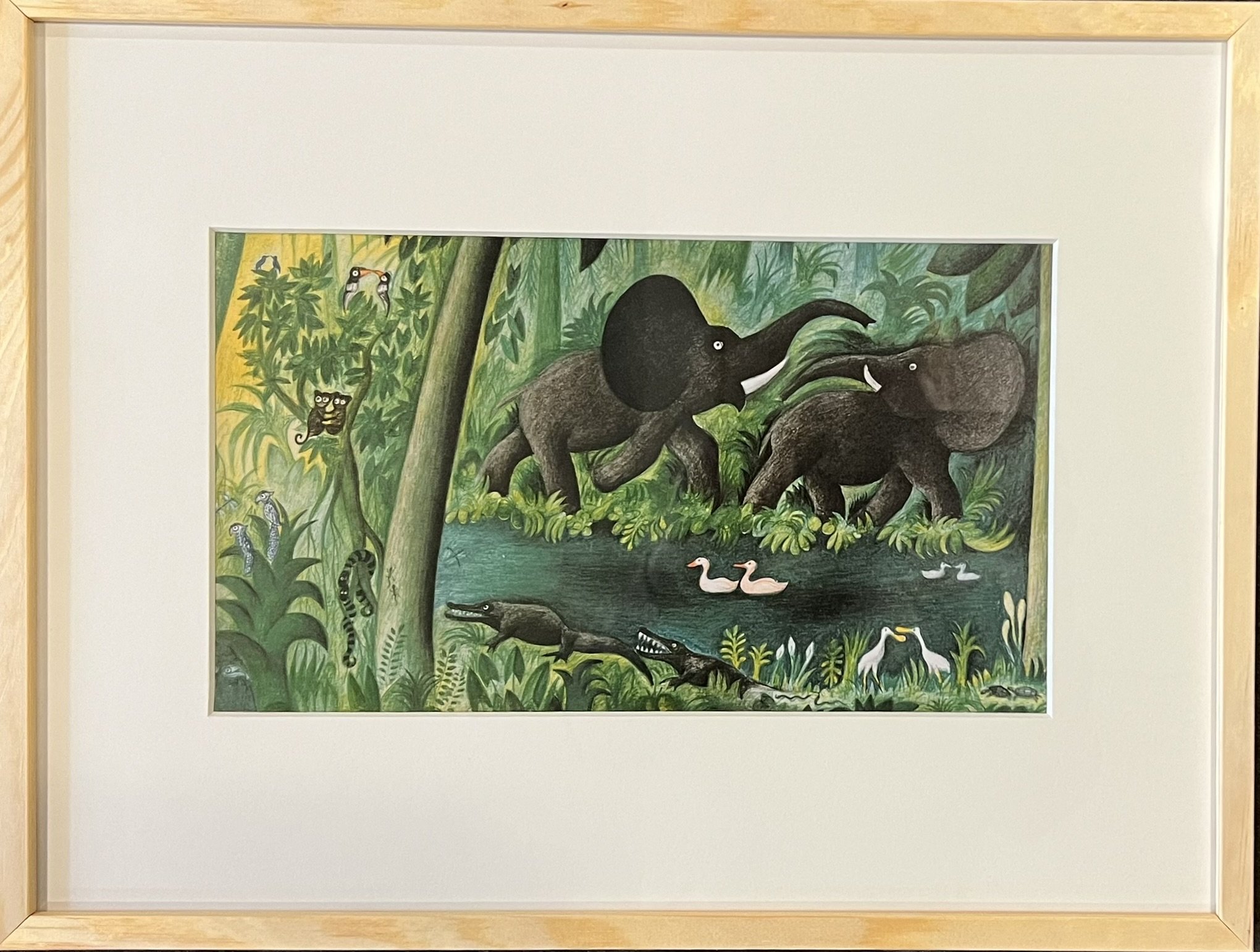 elefanter, plakat af Hans Scherfig 30x40cm i ramme af fyrtr�