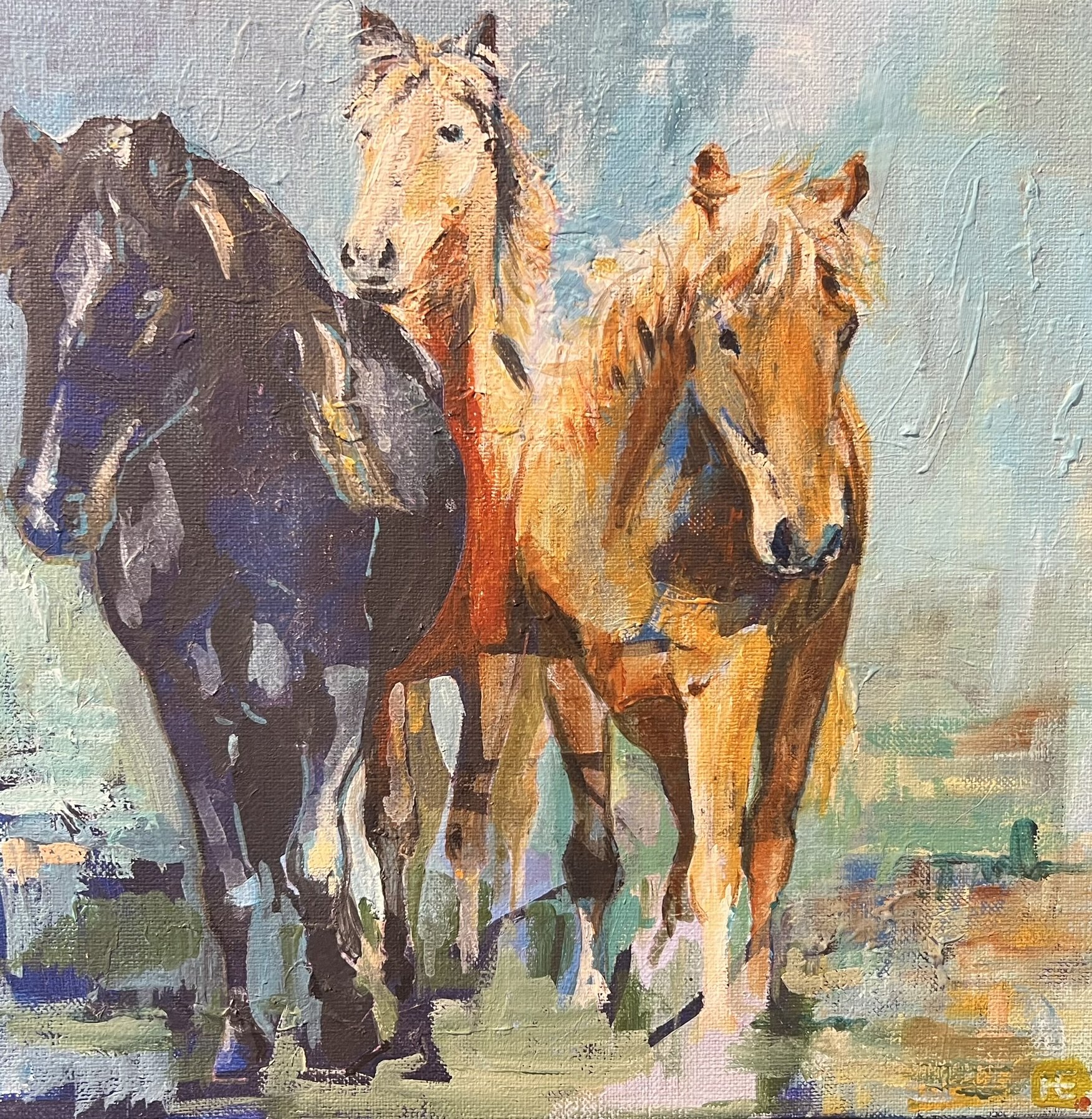 Hanne Ernst, hestemaleri 30x30cm