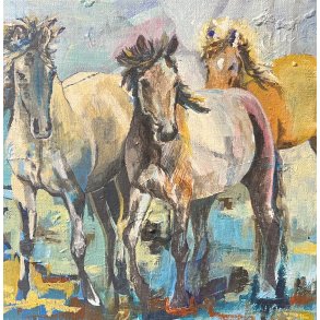 Hanne Ernst, hestemaleri 30x30cm