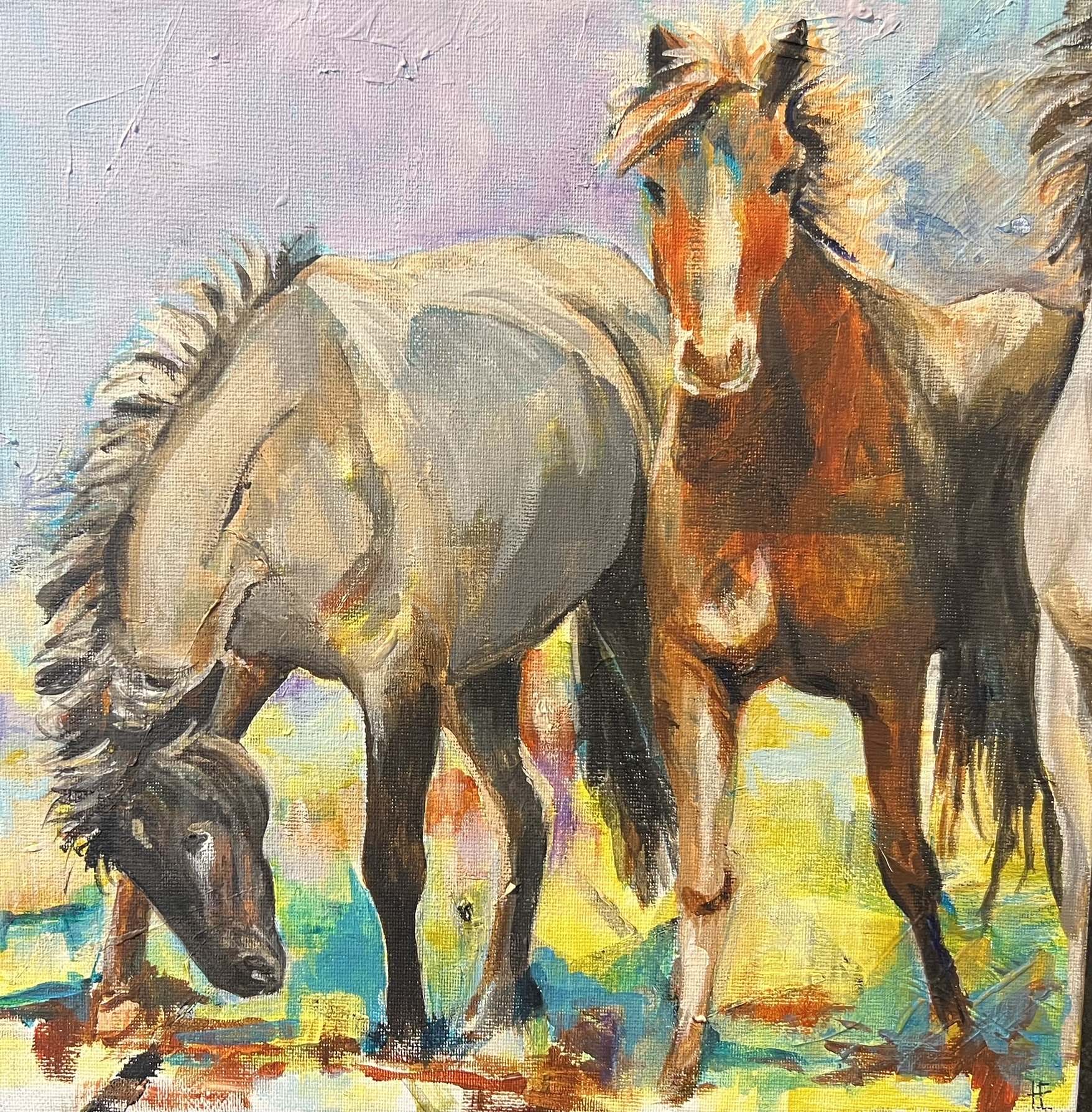 Hanne Ernst, hestemaleri 30x30cm