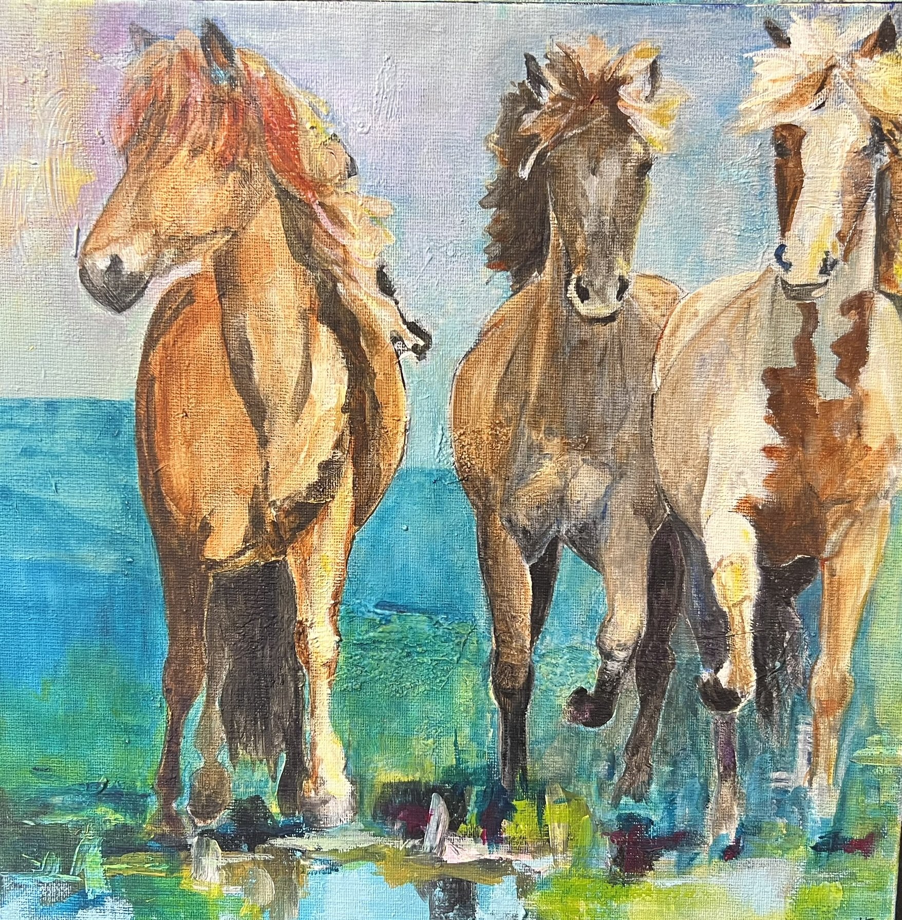 Hanne Ernst, hestemaleri 30x30cm