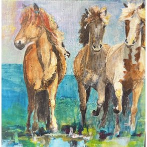 Hanne Ernst, hestemaleri 30x30cm