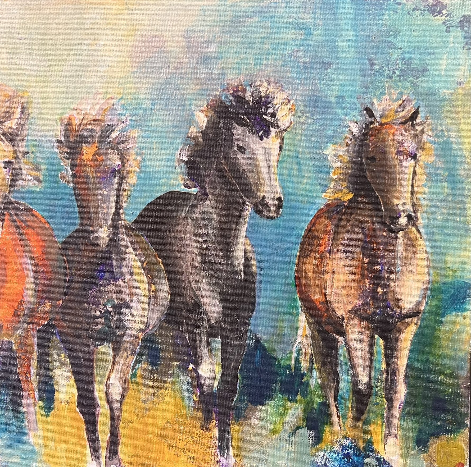 Hanne Ernst, hestemaleri 30x30cm