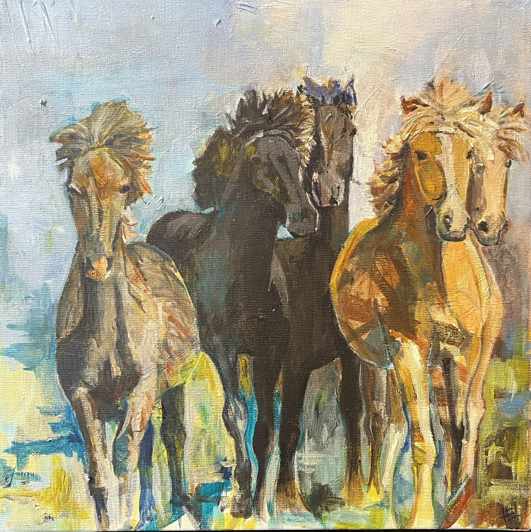 Hanne Ernst, hestemaleri 30x30cm