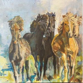 Hanne Ernst, hestemaleri 30x30cm