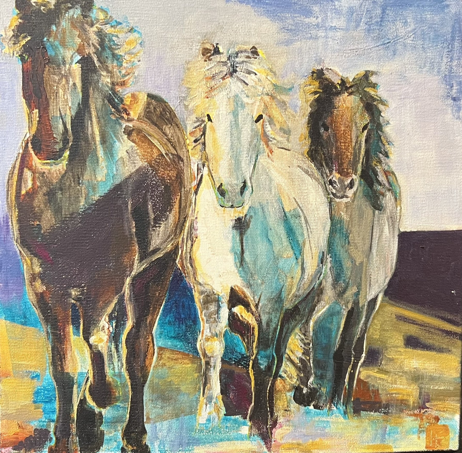 Hanne Ernst, hestemaleri 30x30cm