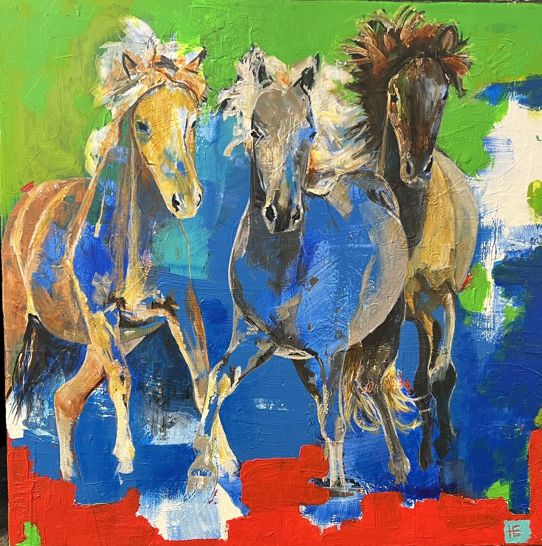 Hanne Ernst, hestemaleri 55x55cm