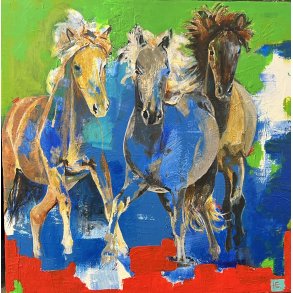 Hanne Ernst, hestemaleri 55x55cm