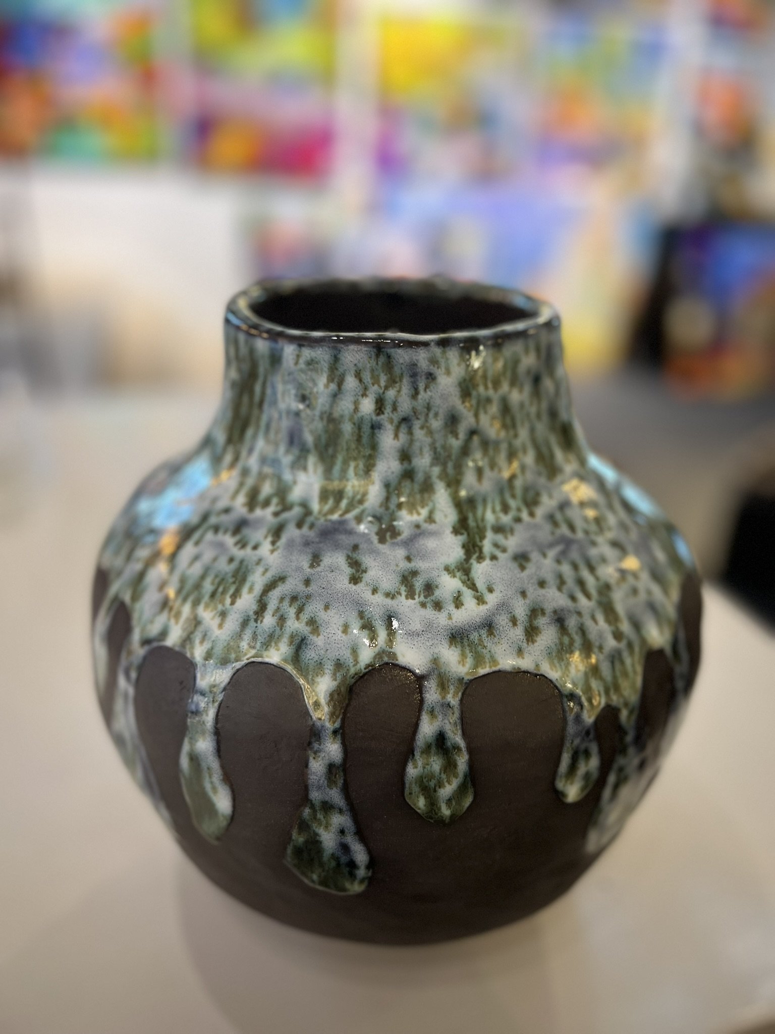 Anette Blichfeldt Madsen, gr�n bl� unika vase