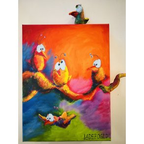 30x40cm 3D maleri af Jette Ladefoged fugle
