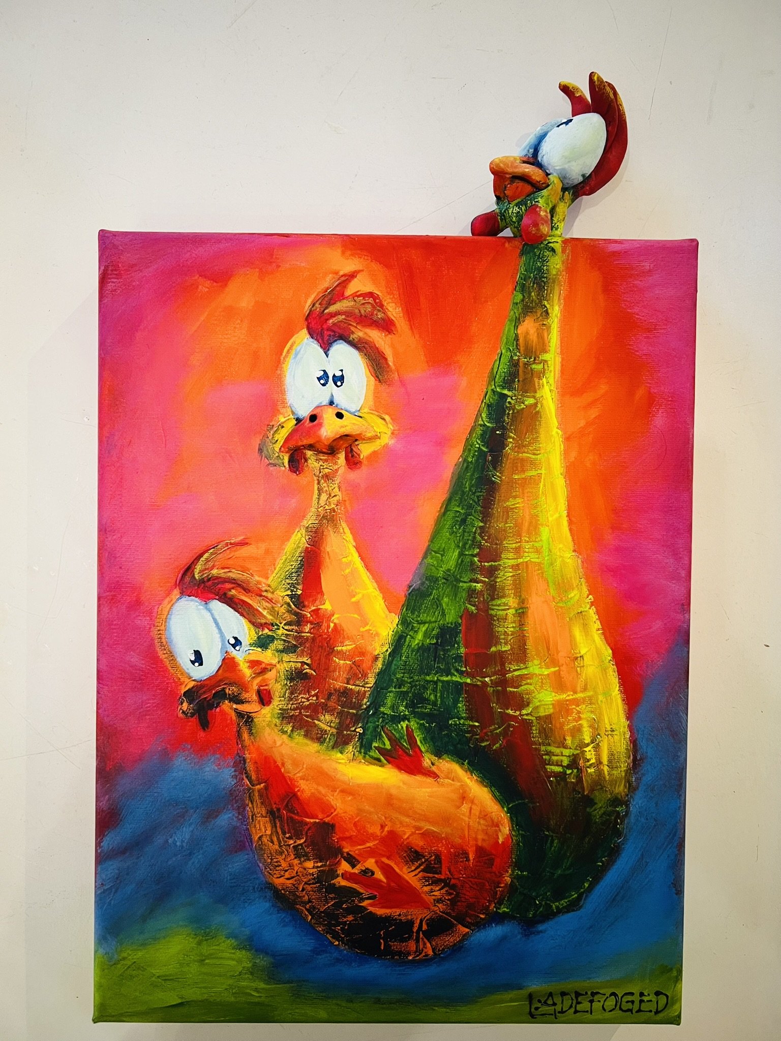 30x40cm 3D maleri af Jette Ladefoged h�ns