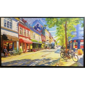 J�gerg�rdsgade 100x170cm oliemaleri af Sarah H�i