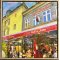 Cafe Jorden Aarhus, 60x60cm oliemaleri af Sarah H�i