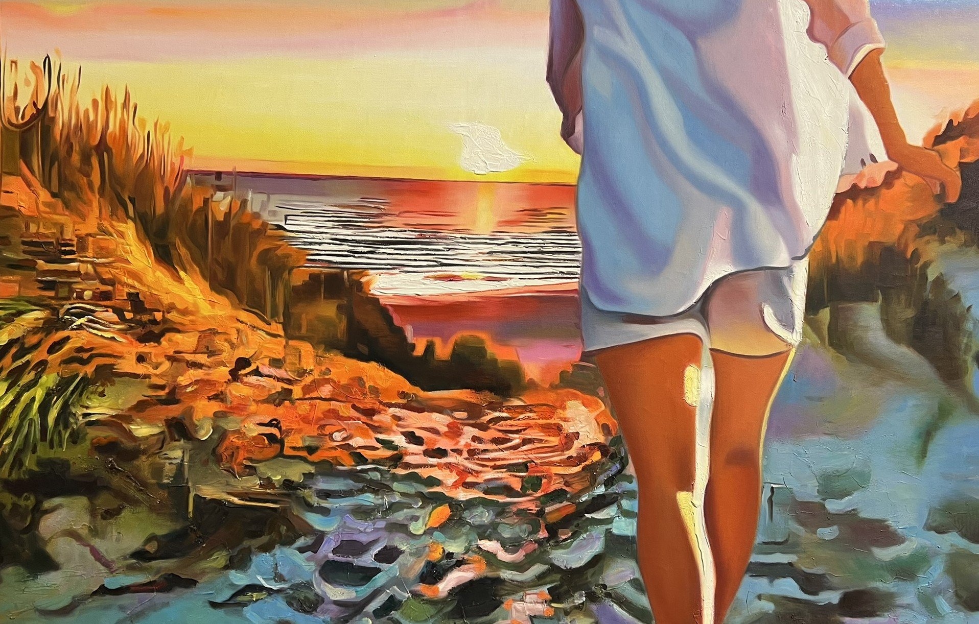 Den danske sommer 1, oliemaleri 80x120cm af Sarah H�i