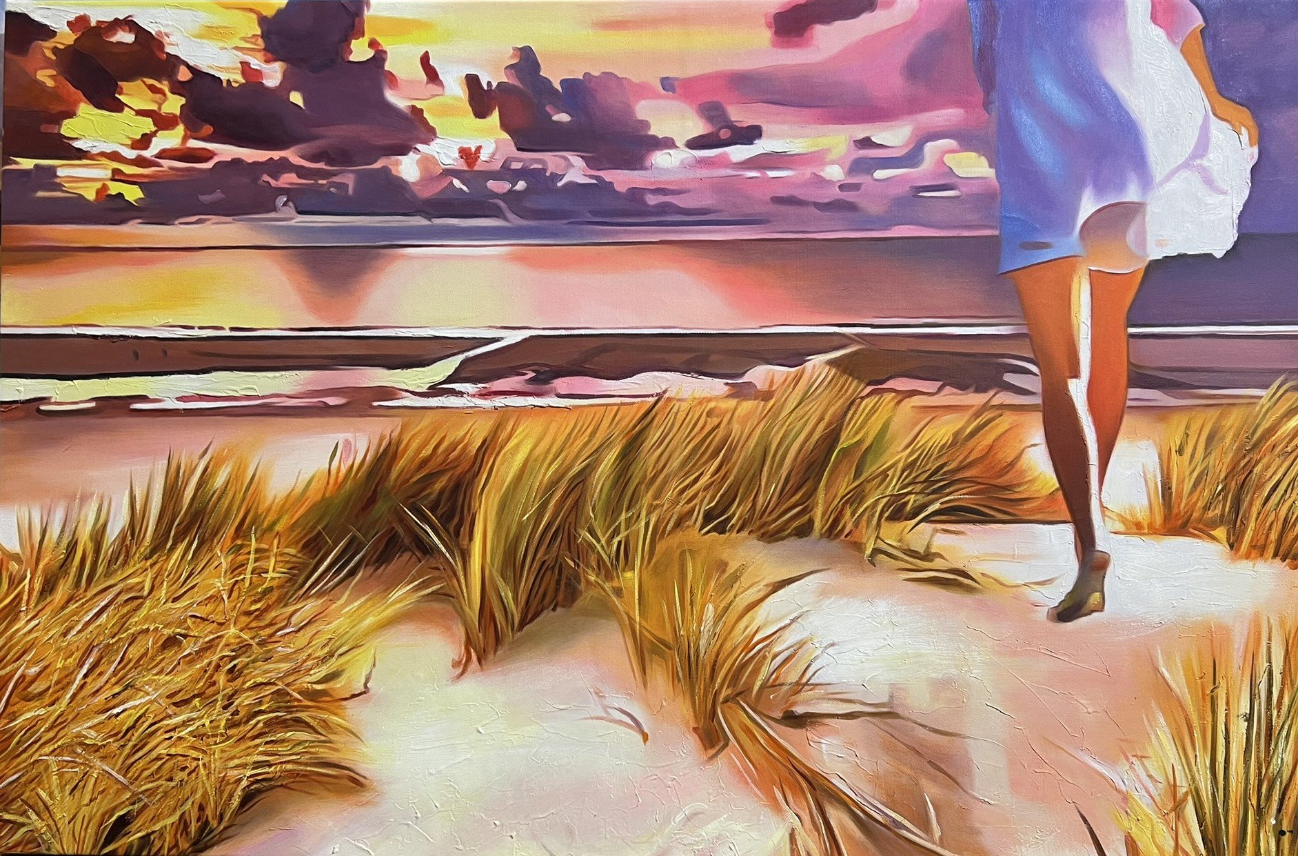 Den danske sommer 3, oliemaleri 80x120cm af Sarah H�i