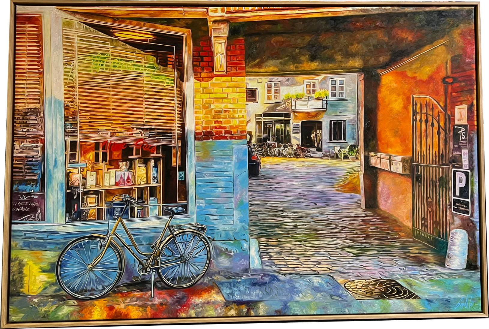 Il Mercantino i Mejlgade, 100x150cm oliemaleri af Sarah H�i
