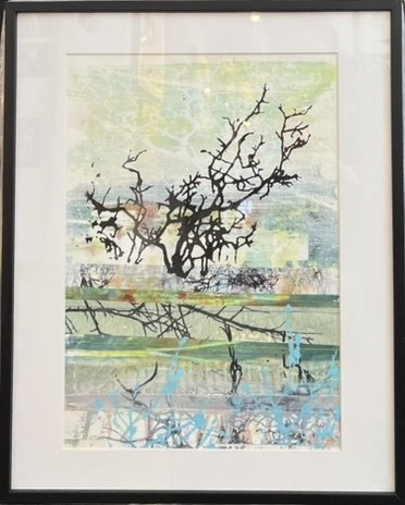 Abstrakt Collage af Rie Br�dsgaard, maleri 40x50cm