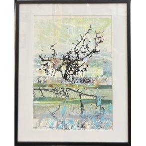 Abstrakt Collage af Rie Br�dsgaard, maleri 40x50cm